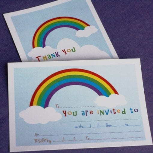 Rainbow Invite & Thankyou Cards