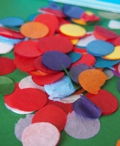 Tissue paper confetti dots are made from brightly coloured tissue paper. Original biodegradable party confetti add surprise to confetti filled invitations!