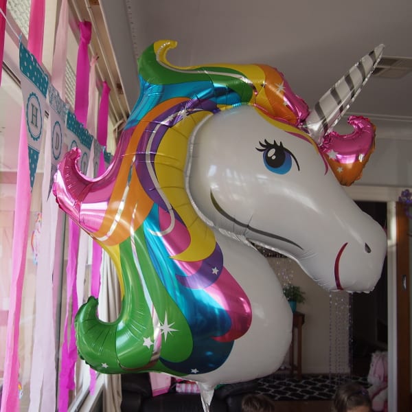 Jade’s 9th Birtdhay Unicorn Party at her house neatly came together in a two week timeframe. This is how 13 children (11 girls and 2 boys) were entertained for a 3 hour afternoon party. The unpredictable weather meant that the planned party games were adaptable for an indoor or outdoor party. They played 4 structured party games mixed in with general playing.