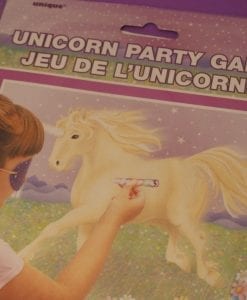 Pin the Horn on the Unicorn party game is the unicorn variation of the classic kids party game Pin the Tail on the Donkey. Ideal for 3-6 year old girls & boys.